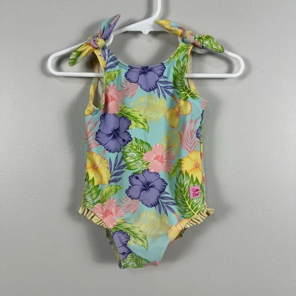 Rufflebutts One Piece Swimsuit Baby Girl Size 6-12 Months Floral Tropical Beach